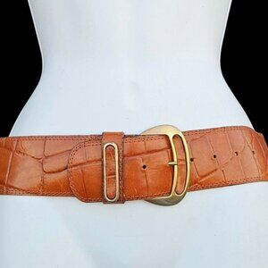 Vintage Robinsons Italian Leather Belt Brown Wide Womens Small 24–29